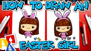 How To Draw A Cute Easter Girl Cartoon - #stayhome and draw #withme