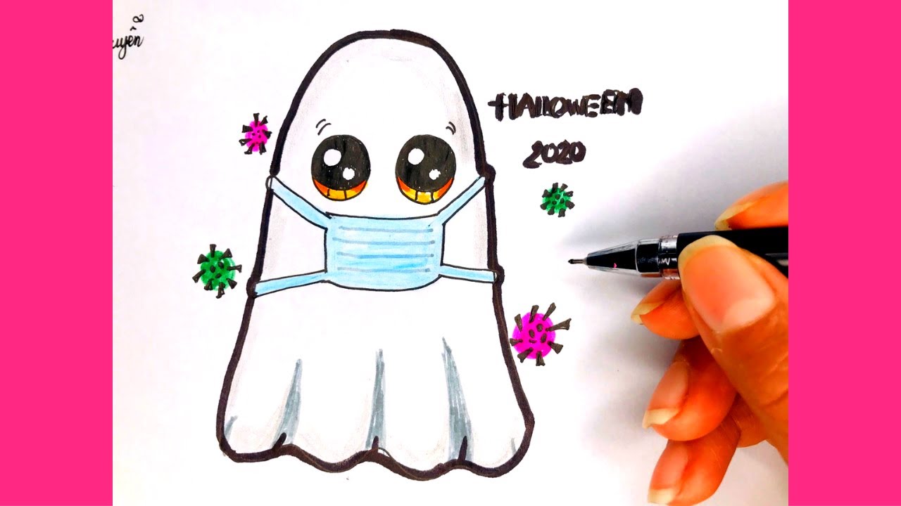 Hướng dẫn vẽ con ma dễ thương| vẽ ma halloween| How to Draw a Cute ...