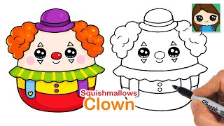 How to Draw a Cute Clown Easy  Squishmallows