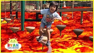 The floor is Lava challenge Family Fun Kids Pretend playtime with Hide N Seek and Chase