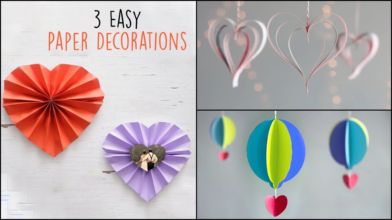 3 Easy Paper Decorations | Paper Craft | Handmade Decorations ...