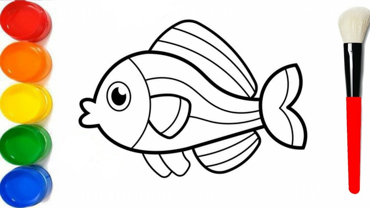 Cute Fish Drawing For Kids || Step by Step Complete Tutorial - YouTube