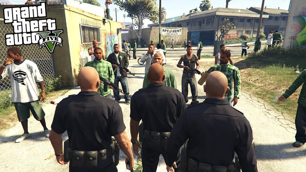 COPS CONFRONT A GANG IN THEIR NEIGHBORHOOD IN GTA 5!!! (GTA 5 REAL LIFE ...