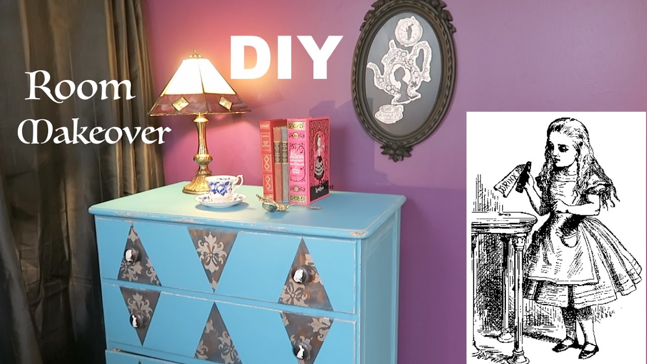 DIY room makeover Alice in Wonderland inspired - YouTube