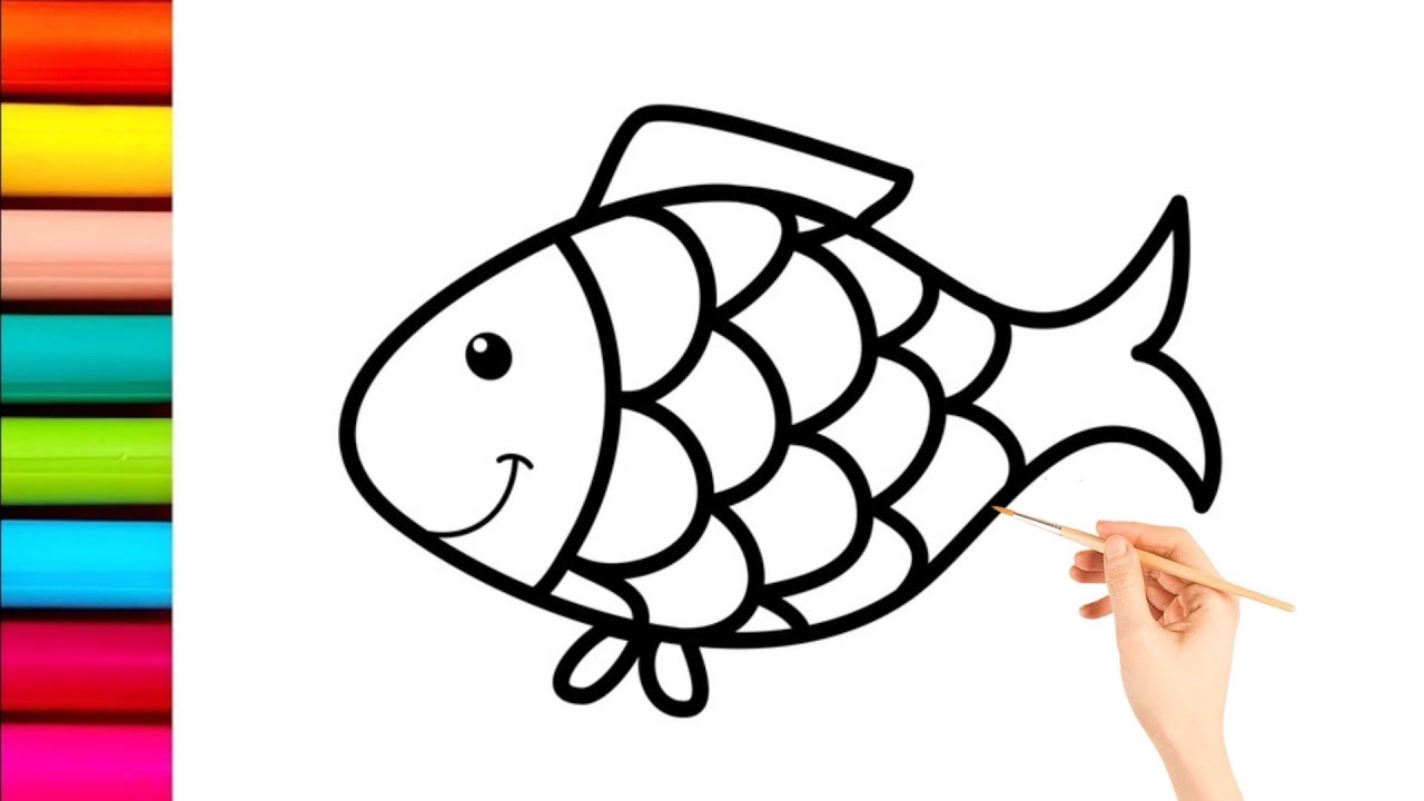 Drawing a Fish step by step. Fish drawing and colouring - toddler ...