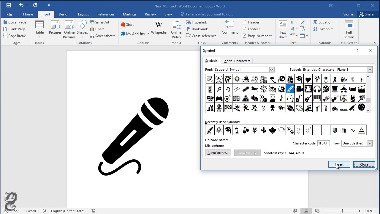 How to insert Microphone symbol in Word - YouTube