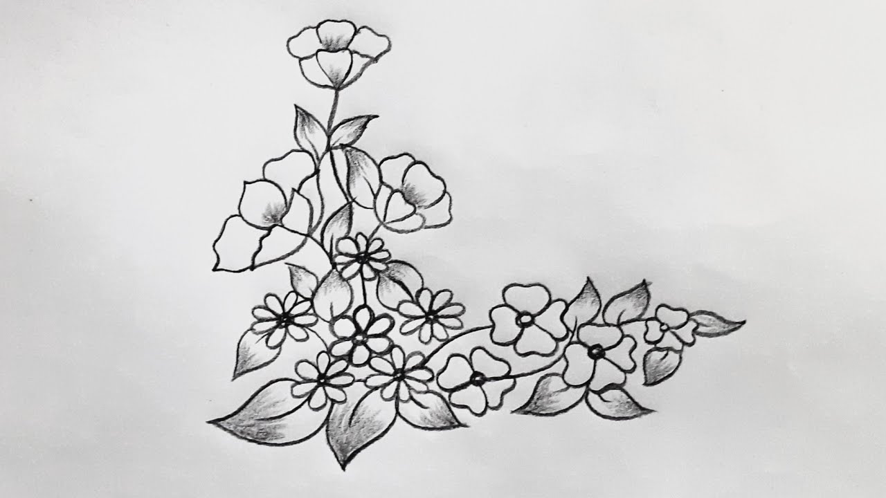 Flower Corner Design | Border Design | Flower Drawing - YouTube