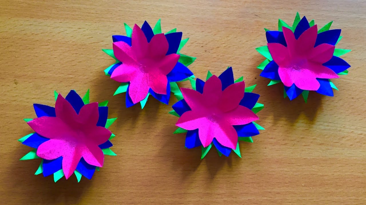 Three Color Paper Flowers Art And Craft Beautiful Paper Crafts