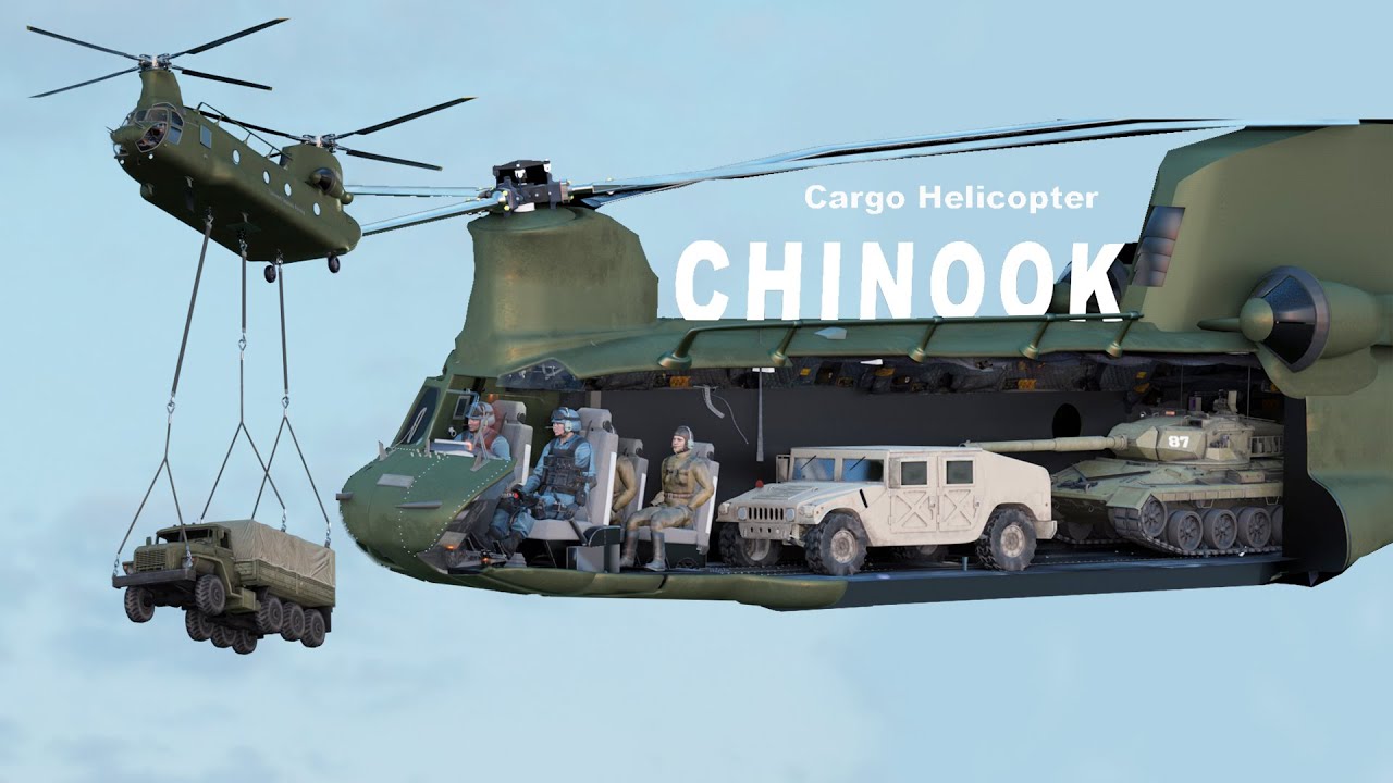 How does a Cargo Helicopter work? (CH-47 Chinook) Heavy Cargo ...