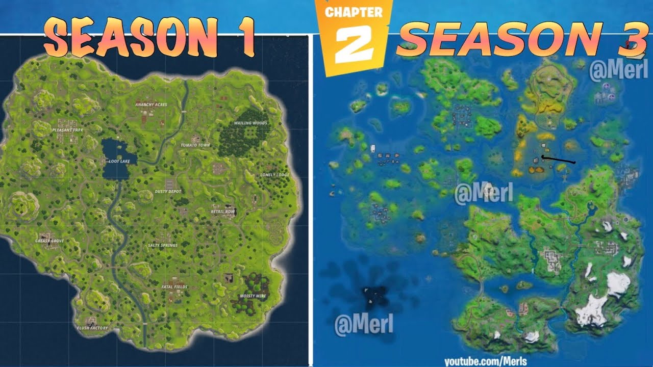 Evolution Of The Entire Fortnite Map Chapter 1 Season 1 Chapter 2 Season 3 Youtube