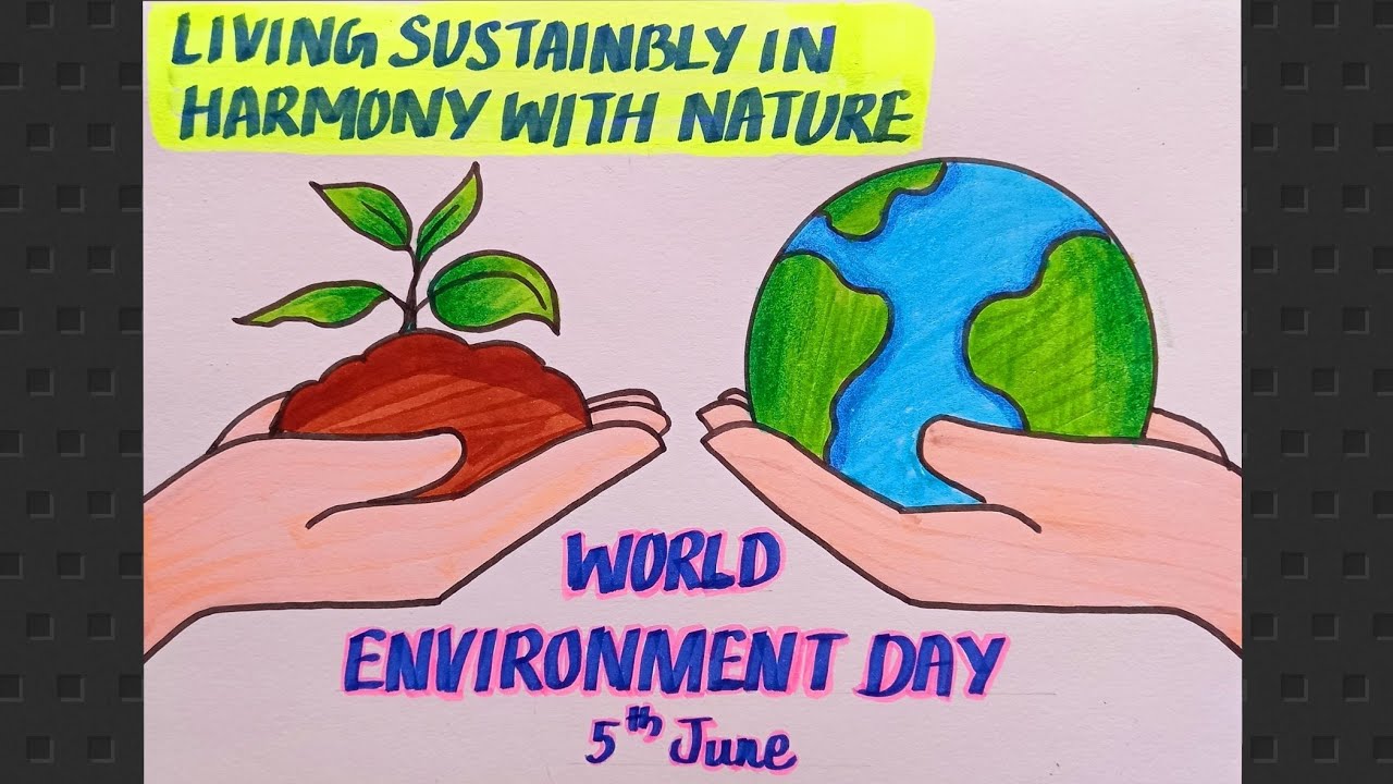 Living Sustainably In Harmony With Nature Drawing/ Only One Earth ...