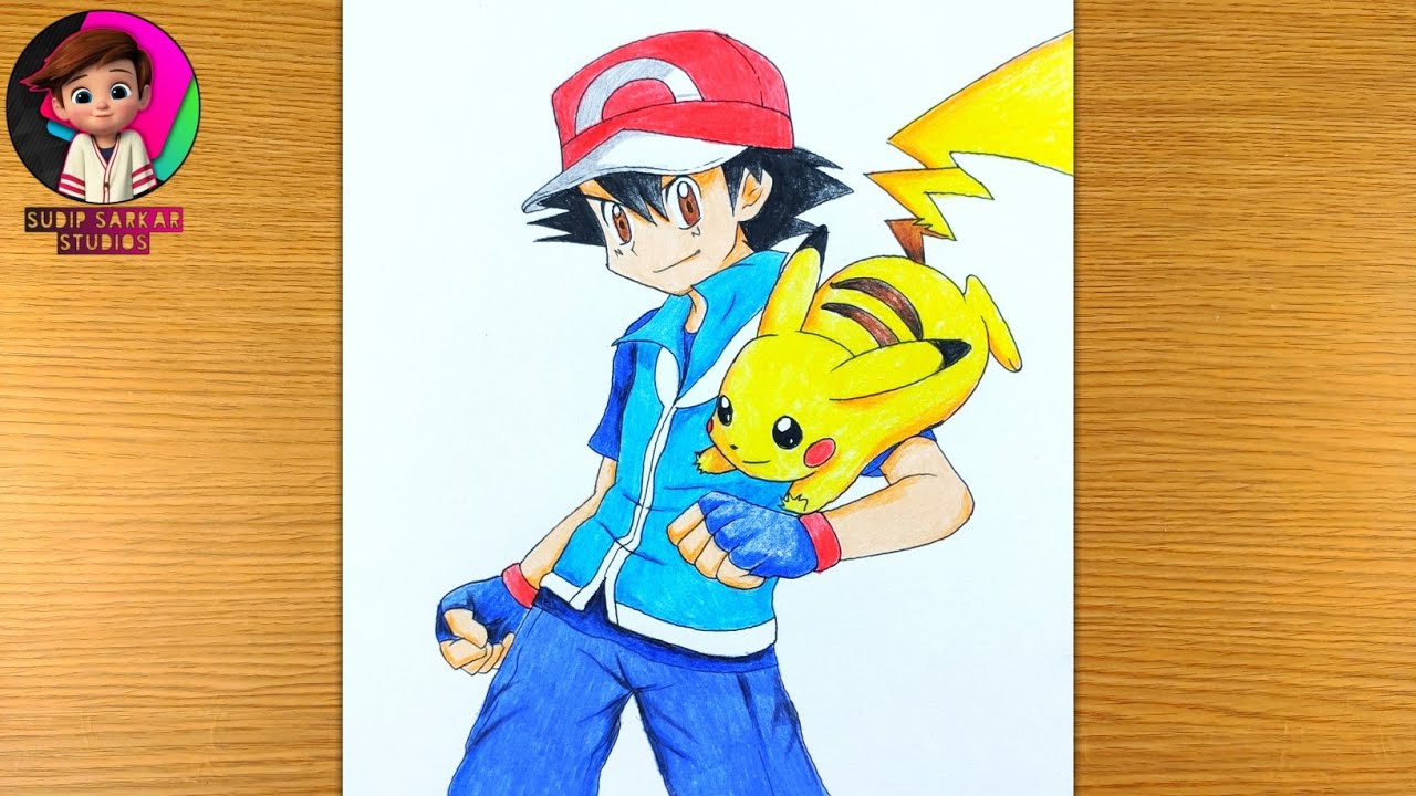 How To Draw Ash How To Draw Pikachu Ash Pikachu Drawing Ash Pikachu ...