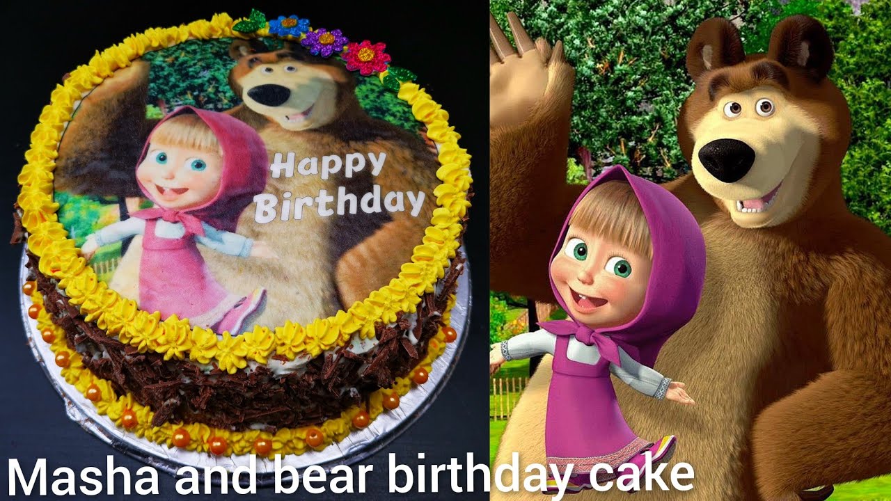 Masha and bear birthday cake | edible wafer paper masha and bear ...