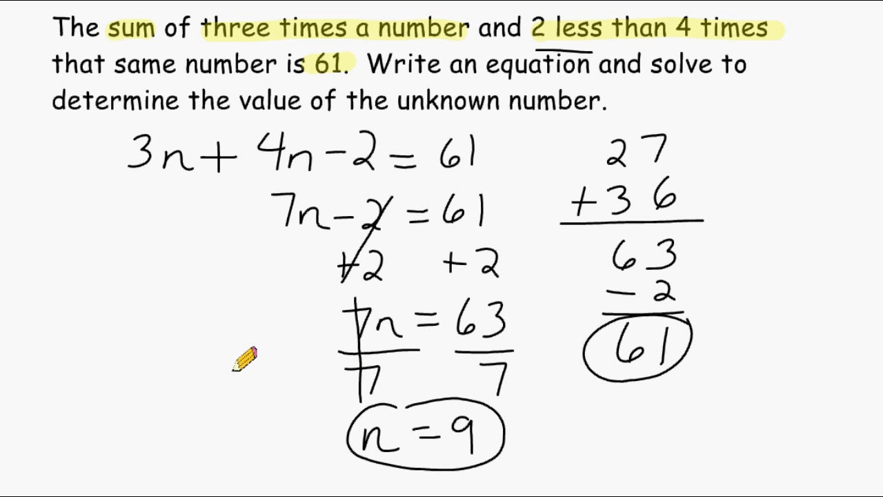 solution to word math problem