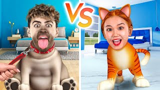 DOGS VS CATS || If People Acted Like Pets! Funny Awkward Relatable Situation by 123GO! CHALLENGE