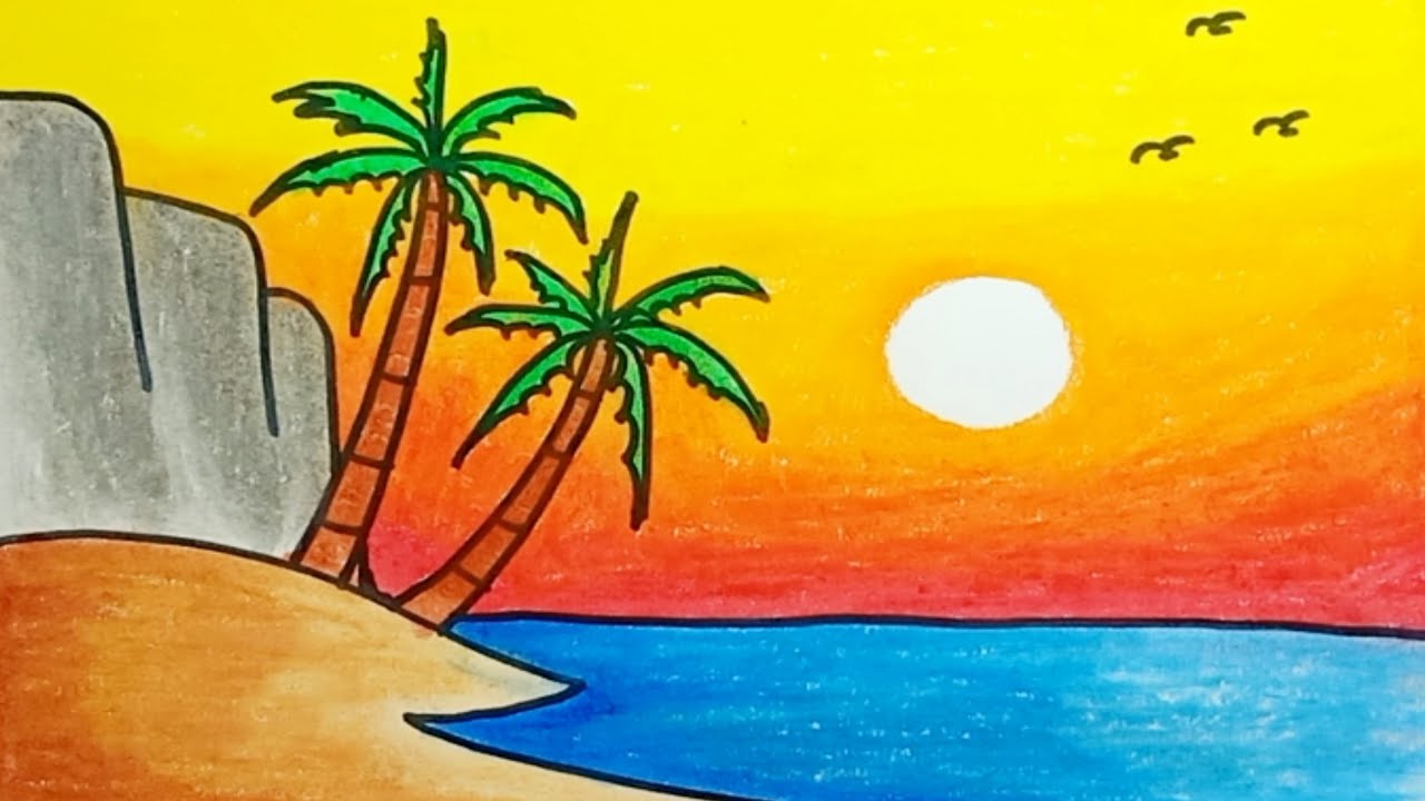 Easy Beach Landscape Drawing