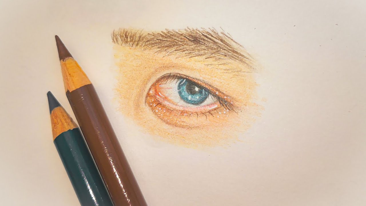 Colored eye drawing / EXO D.O / رسم عين بالألوان / dessin des yeux en ...