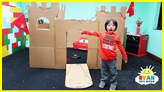 Giant Castle Box Fort Challenge from Cardboard with Ryan ToysReview