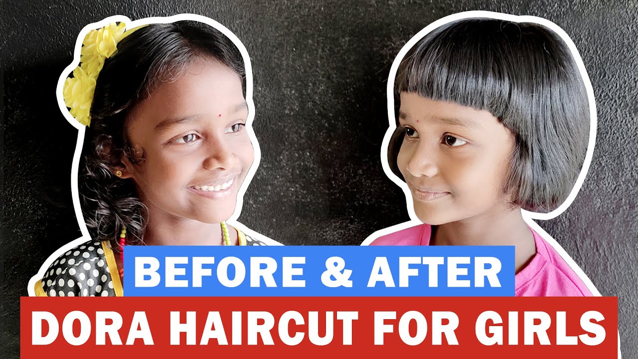 EASY AND CUTE DORA HAIRCUT FOR GIRLS | Chinnukutty Vlogs - YouTube