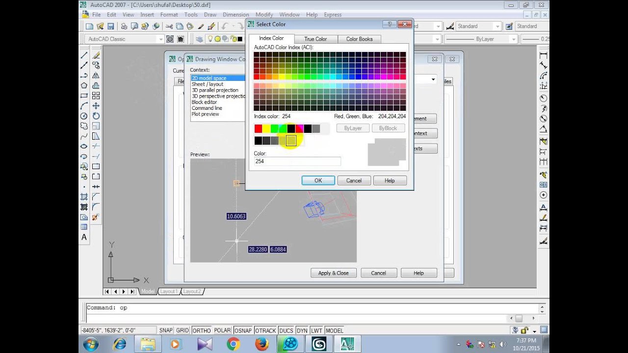 Hướng dẫn cách AutoCAD 2007 background color change Đổi phông nền với các bước đơn giản