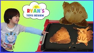 Pancake Art Machine 3D Printer Food Challenge! Surprise Characters Poop Emoji  Kirby Iron man