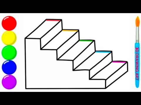 How to draw 3D Slides Drawing Colouring🌈for kids and toddler Easy ...