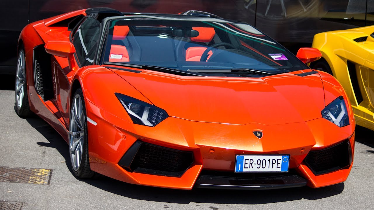 Orange Lamborghini Aventador Roadster - YouTube