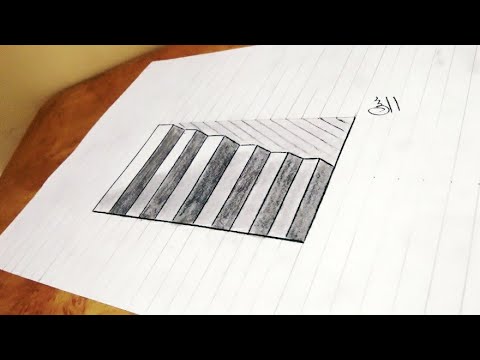 3D Drawing || How to Draw 3D Steps In a Hole-Line Paper Trick Art || 3D ...