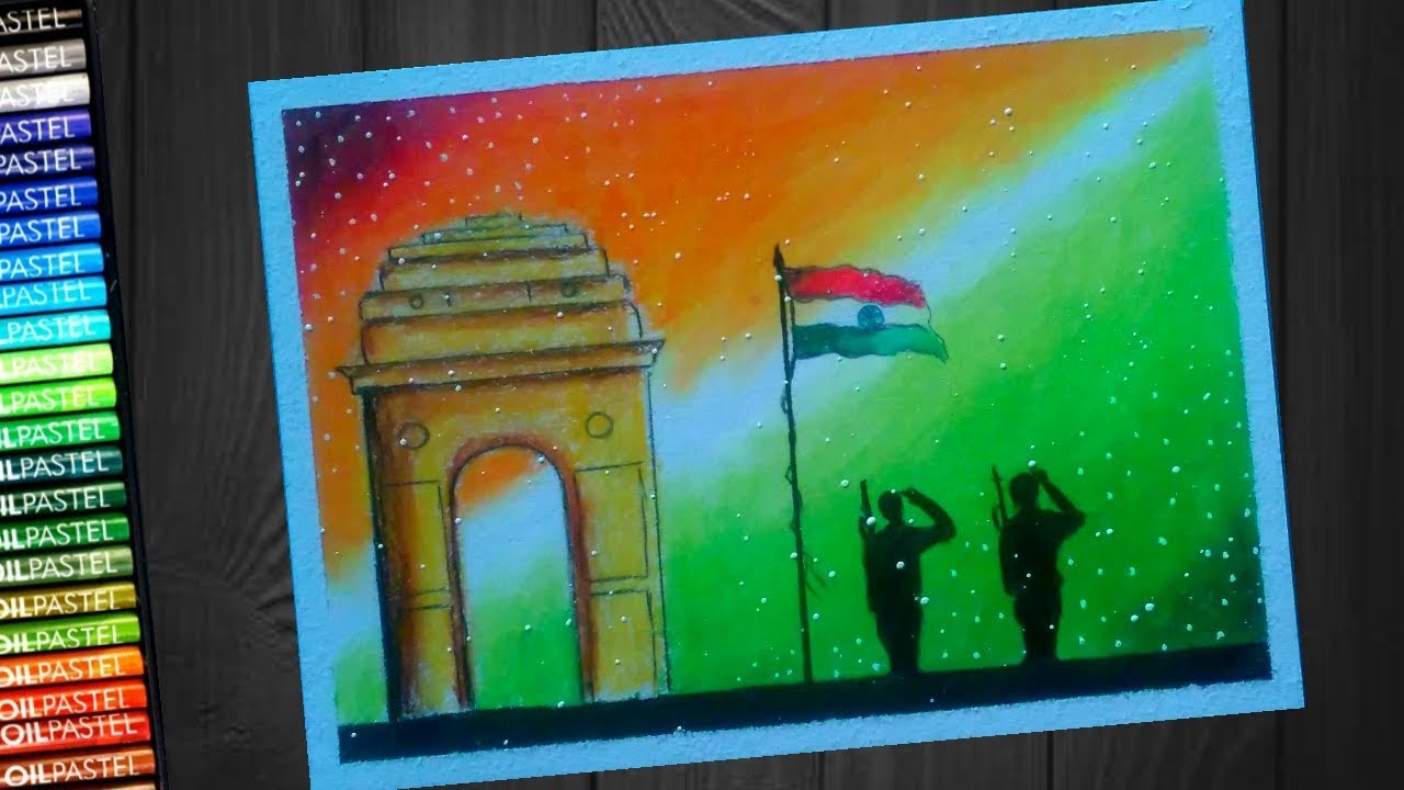 Republic day ( Independence ) special step by step oil pastels Drawing ...