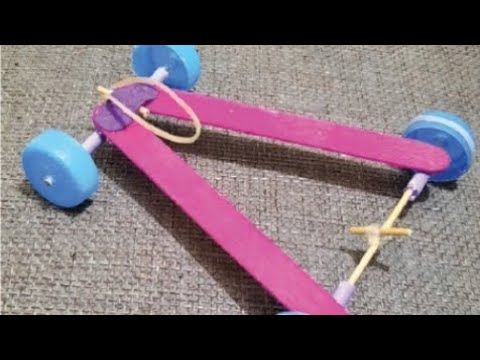 How to make rubber band powered car at home Diy rubber band powered car ...