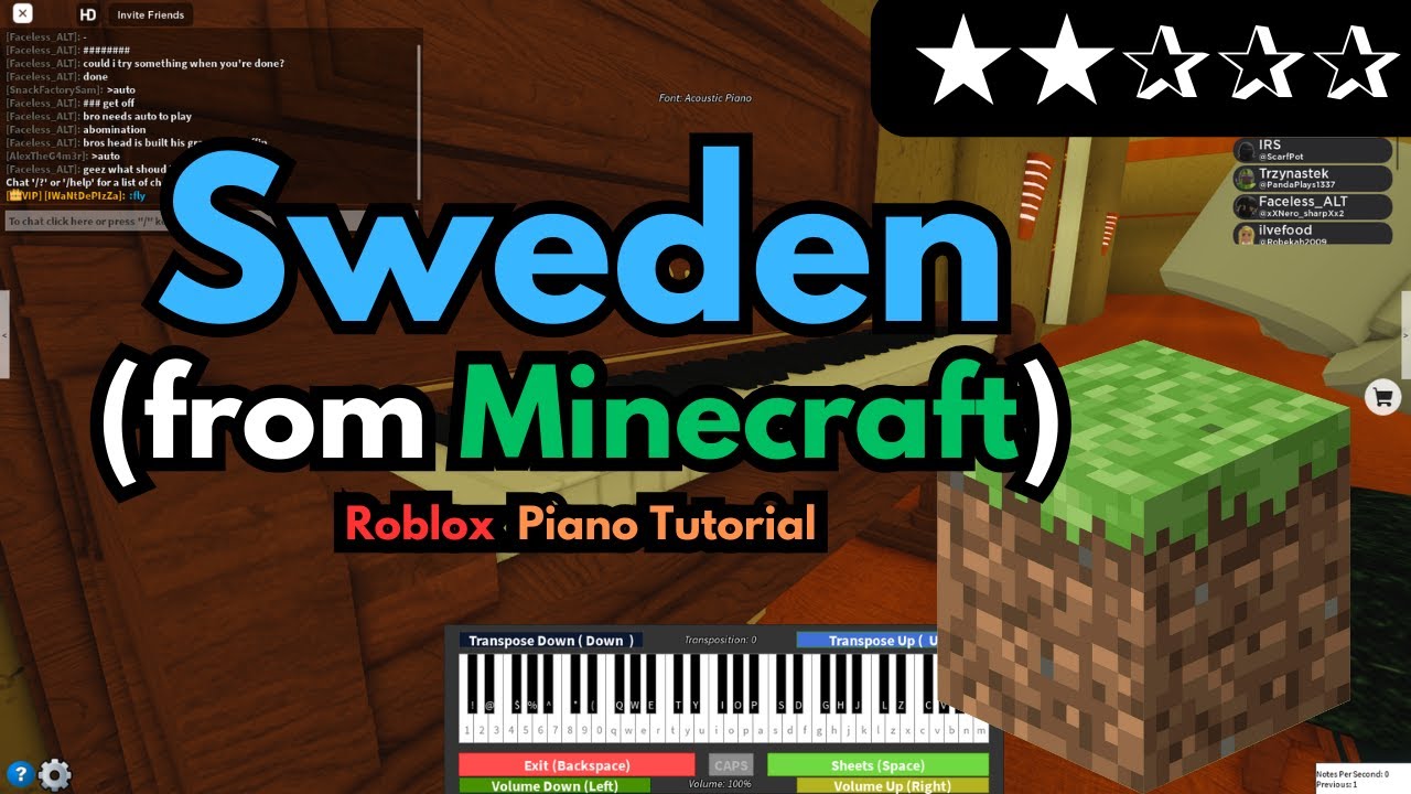 C418 - Sweden (from Minecraft) | EASY Roblox/Virtual Piano Tutorial ...