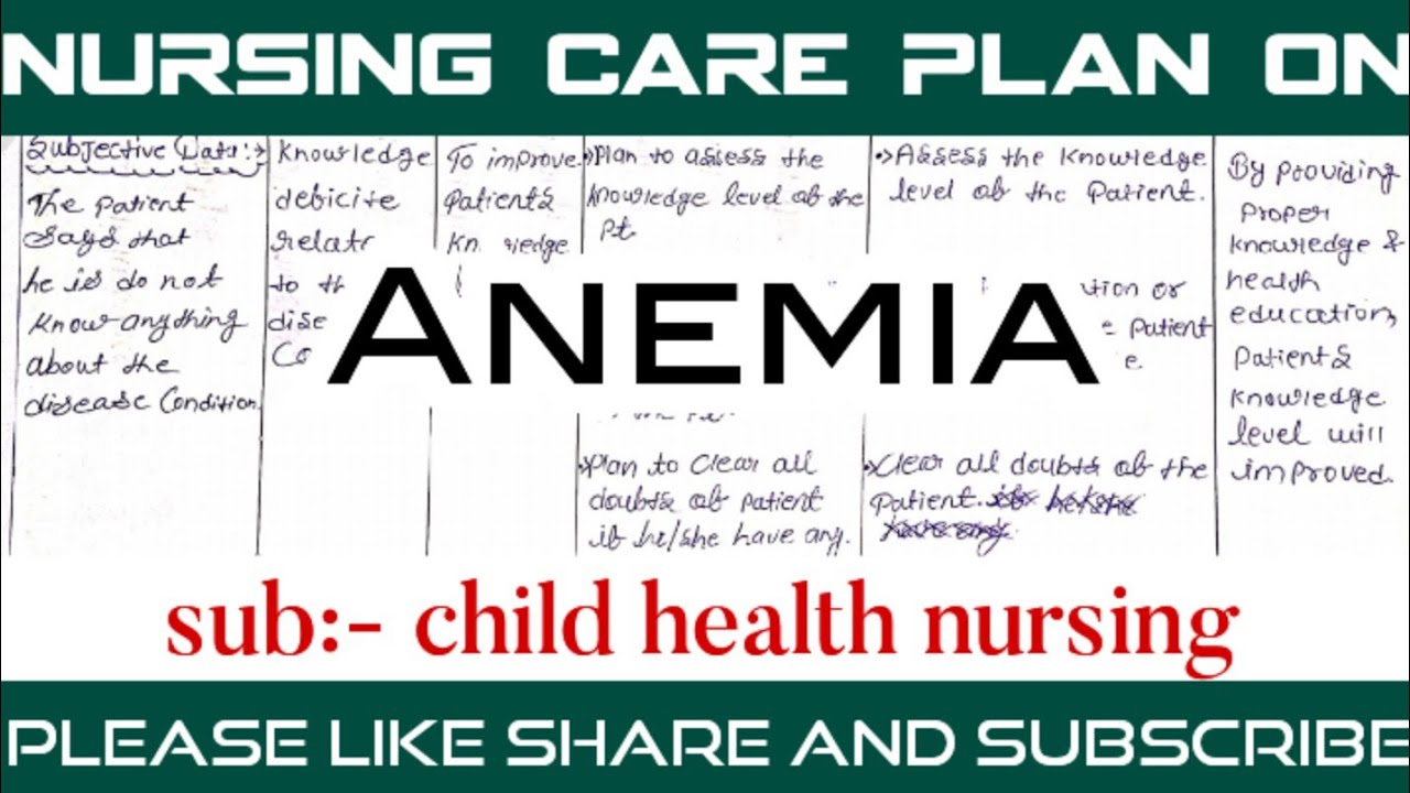 Nursing care plan on Anemia // pediatrics/ child health nursing ...