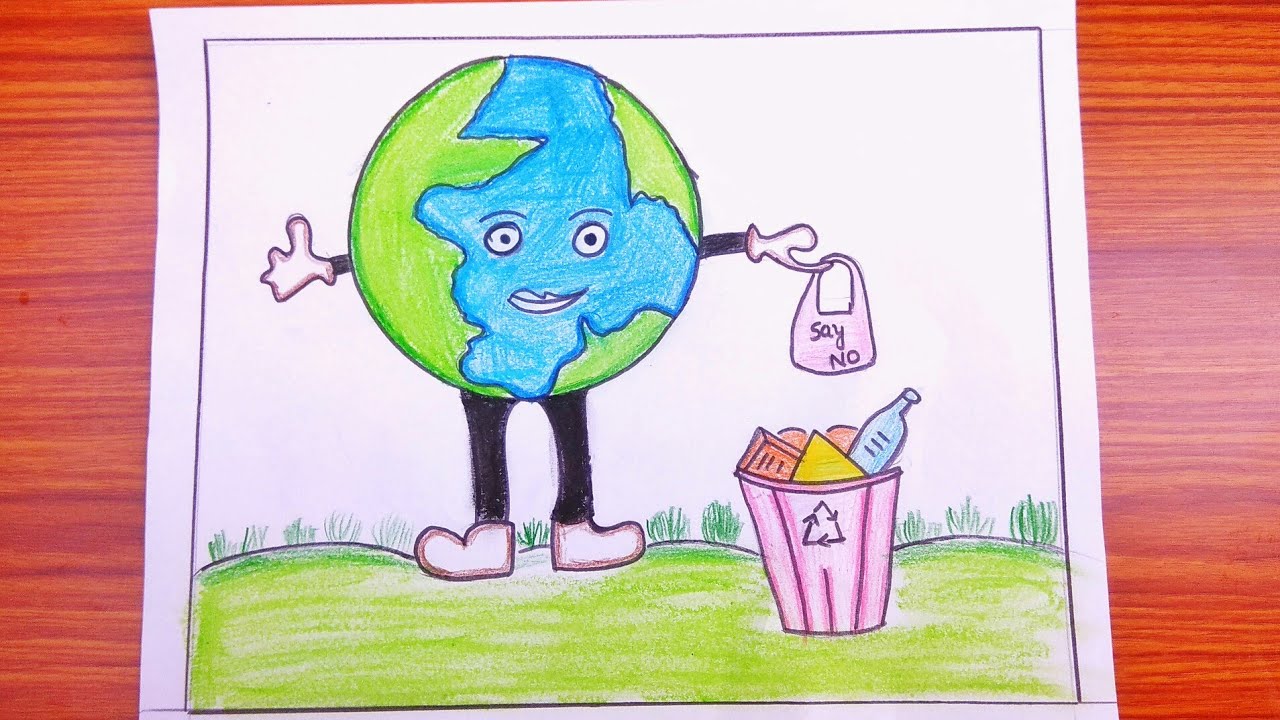 How To Draw Simple Image Of Stop Plastic Pollution|Say No To Bag ...