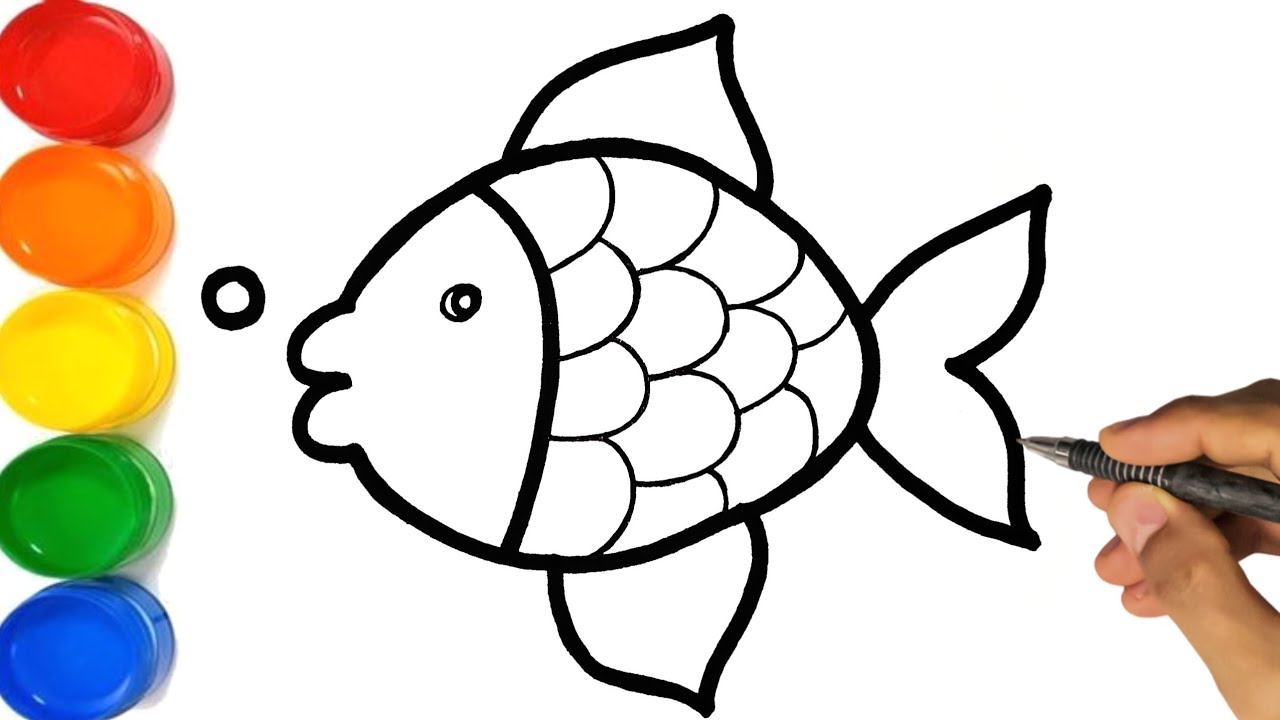 Fish Drawing Printing And Coloring For Kids, Toddlers l Basic How To ...