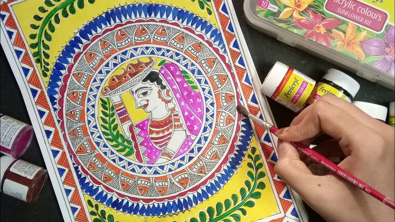 Madhubani / Mithila painting | Indian folk art form Bihar | step ...