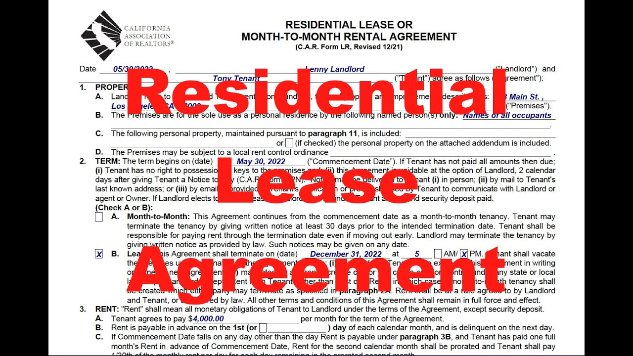 How to Complete The California Residential Lease (MonthToMonth