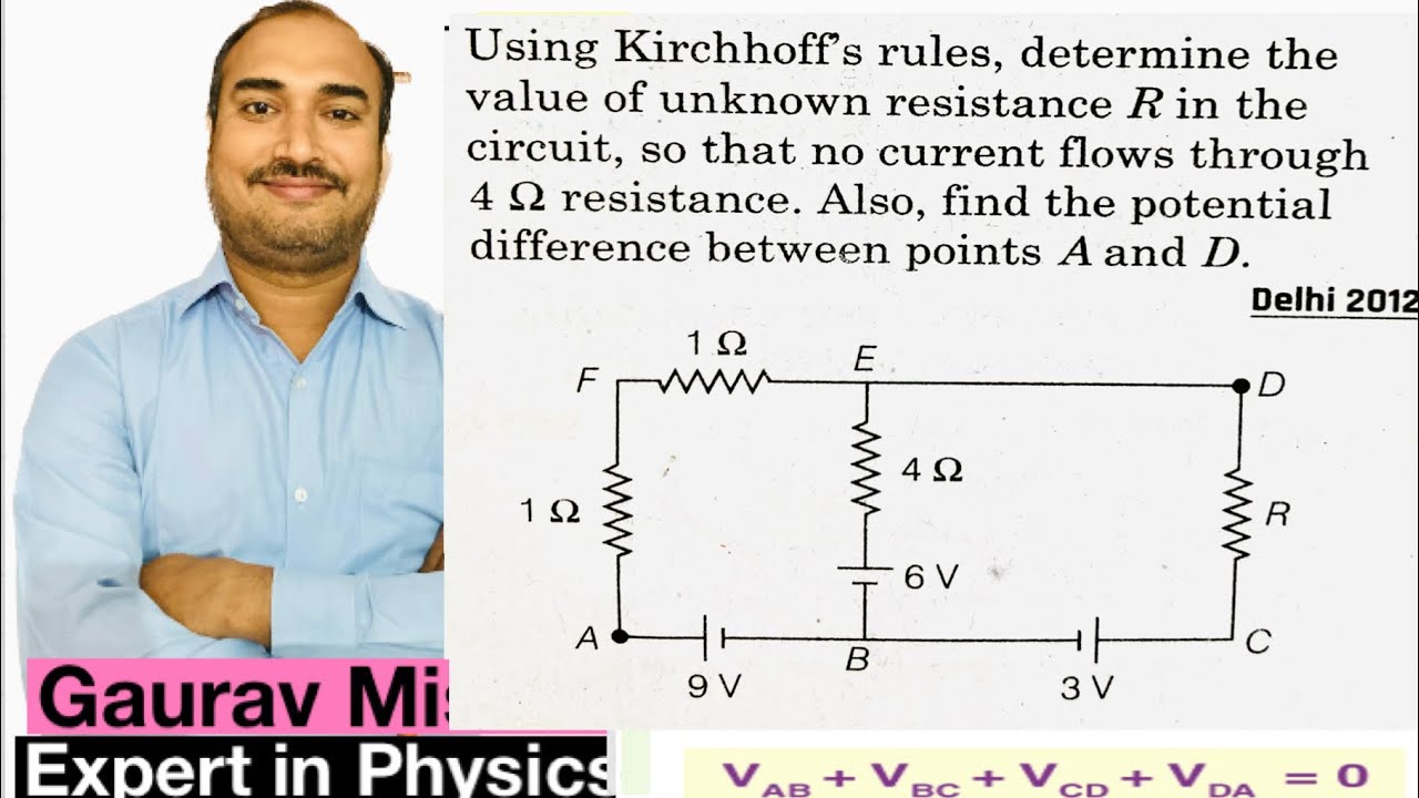 Using Kirchhoff's rules,determine value of unknown resistance R in the ... image.