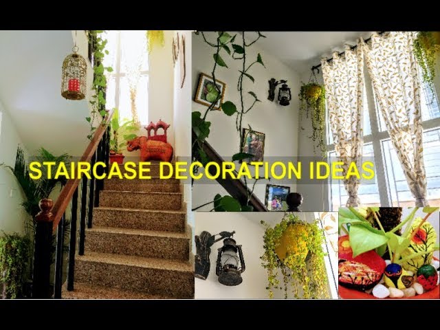 How To Decorate Staircase/Staircase Decoration Ideas With Plants - Youtube