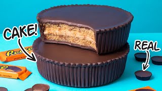 GIANT Reese Cups Cake from Peanut Butter Batter and Chocolate Ganache | How To Cake It