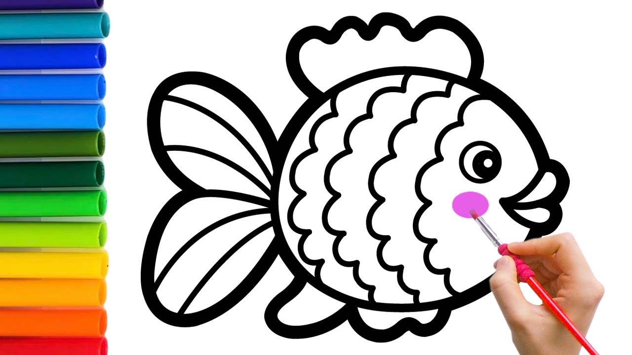 Cute Fish Drawing,Painting and coloring for kids &Toddlers.How To Draw ...