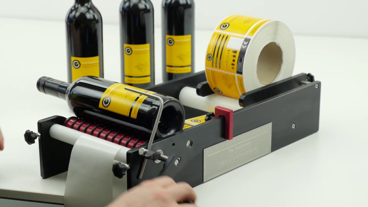 Wine Bottle Labeller - Wine Bottles being Labelled on the BenchMATE ...