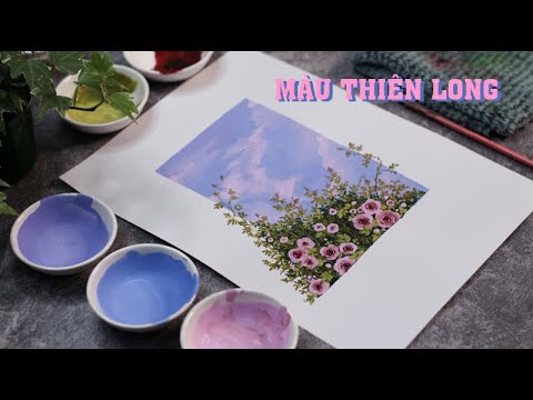 🖌️Paint with me - Hoa hồng và bầu trời🥀 | Màu nước Thiên Long | Hướng dẫn chi tiết