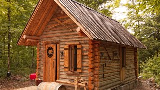 Log Cabin TIMELAPSE Built By ONE MAN In The Forest (Real Life Minecraft)