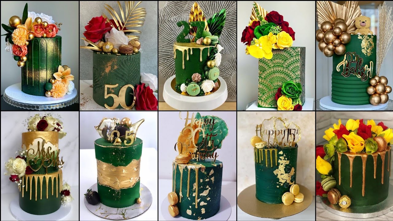 Green & Gold Cake Decoration Ideas 2022/Green Wedding Cake Designs ...