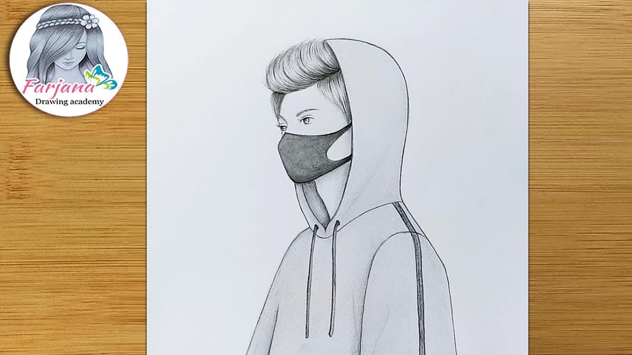 Easy way to draw A Boy with Mask || How to draw A Boy - Pencil ...