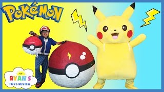 GIANT EGG POKEMON GO Surprise Toys Opening Huge PokeBall Egg Catch Pikachu In Real Life ToysReview