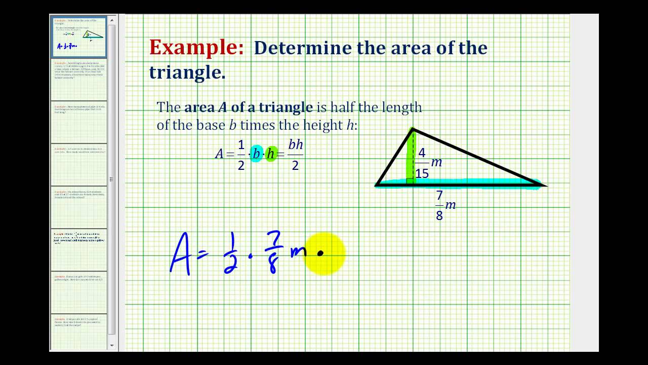 Example: Area of a Triangle Involving Fractions - YouTube