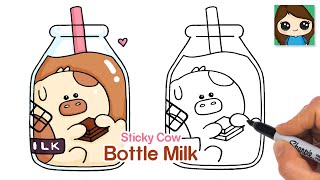 How to Draw Bottle of Chocolate Milk | Sticky Cow