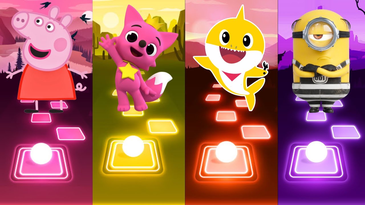 Peppa Pig 🆚 Pinkfong 🆚 Baby Shark 🆚 Minions | Who Is Win 🏆🎯 | Tiles Hop ...