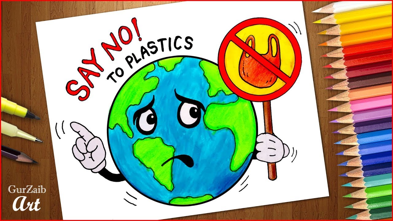 Plastic Mukt Bharat drawing || Stop plastic bags pollution poster ...